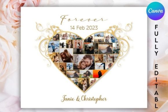 Craft a Timeless Love Story with This Editable Heart Photo Collage